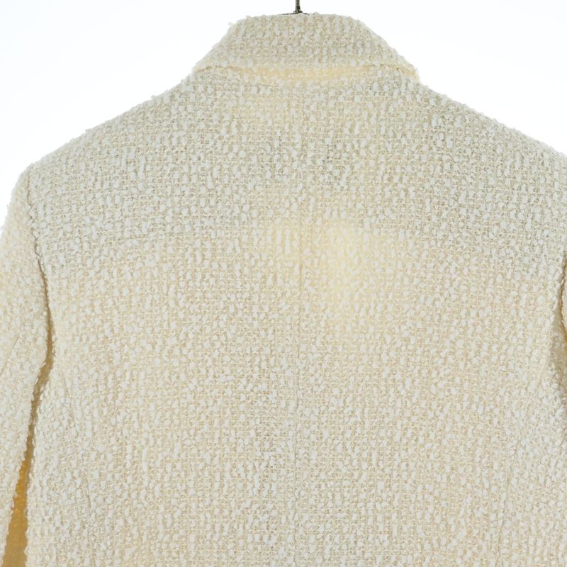 Chanel Pearl Button Tweed Jacket Ivory