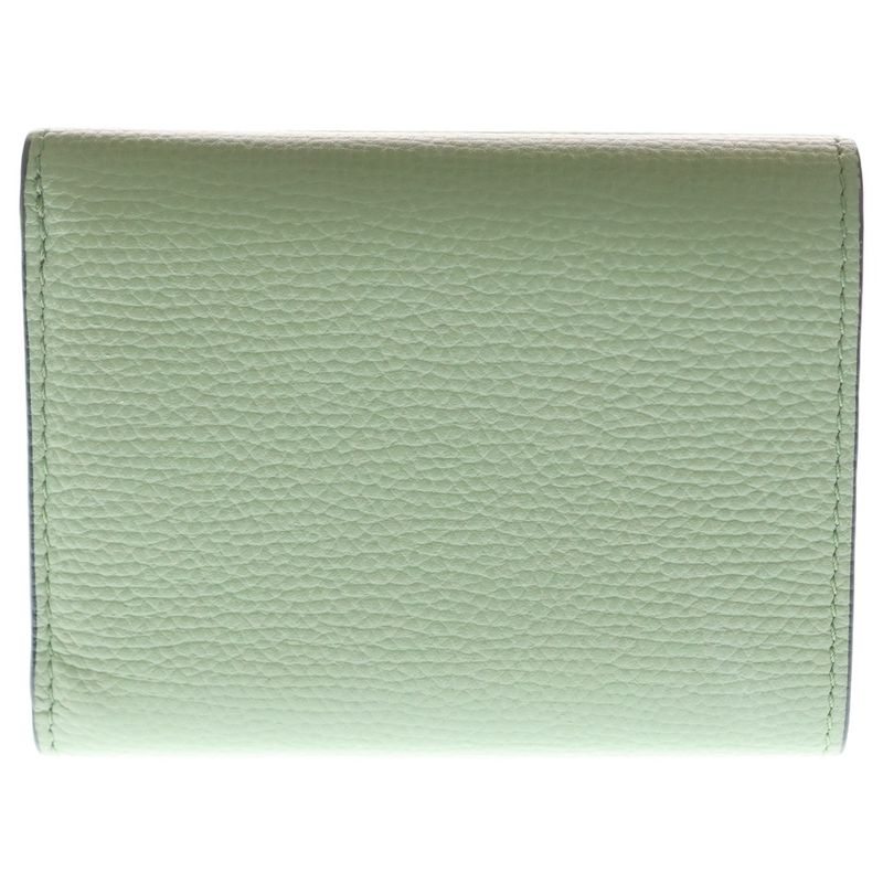 Loewe Anagram Trifold Wallet Compact Wallet Coin Case Yellow Green Leather
