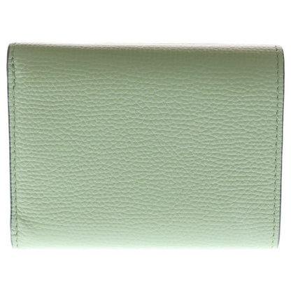 Loewe Anagram Trifold Wallet Compact Wallet Coin Case Yellow Green Leather
