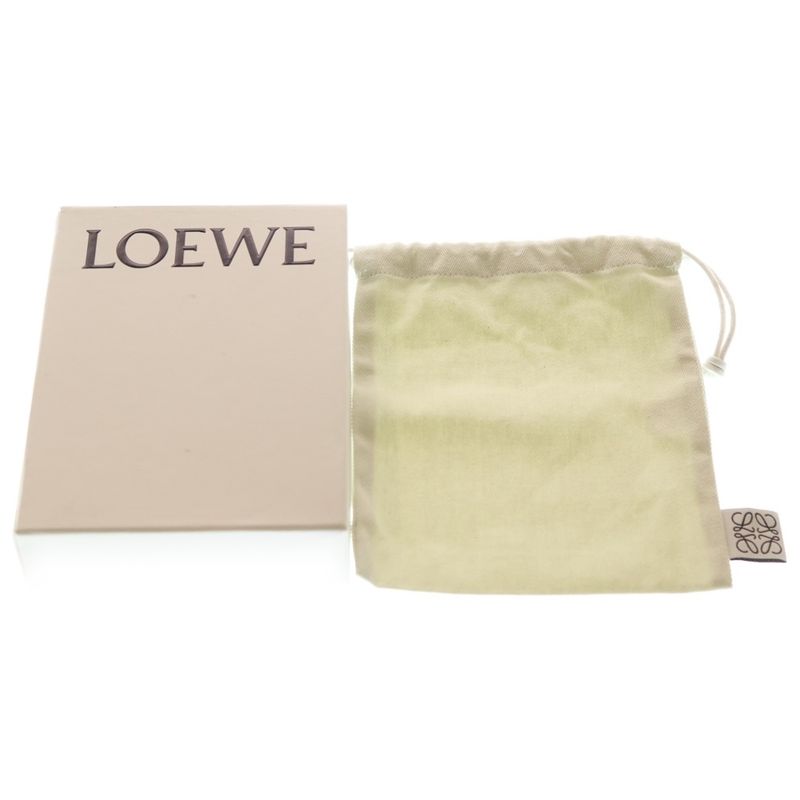 Loewe Anagram Trifold Wallet Compact Wallet Coin Case Yellow Green Leather