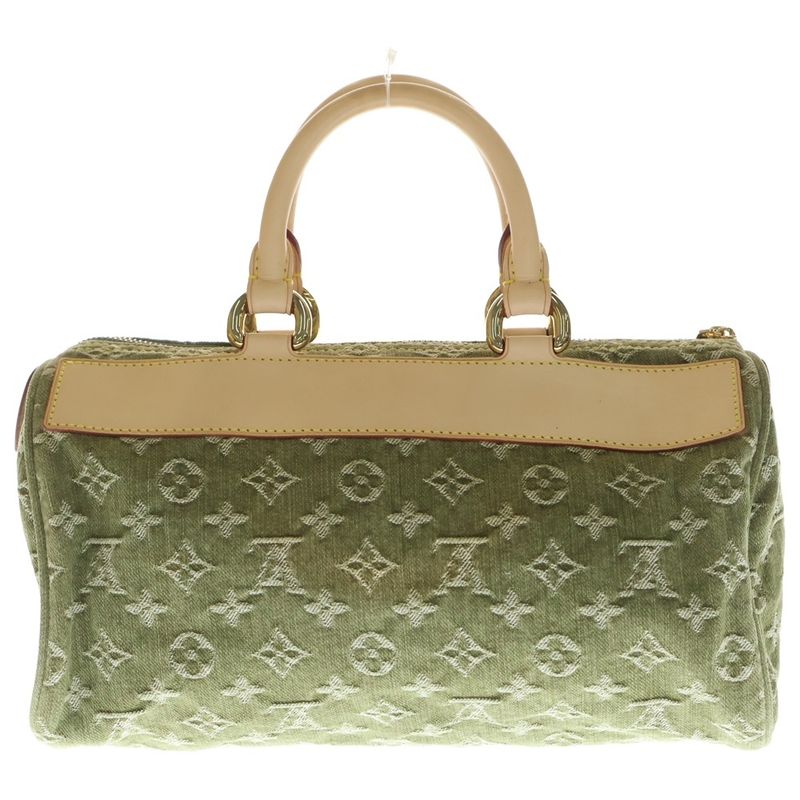 Louis Vuitton Monogram Denim Neo Speedy Handbag Brown Khaki Leather