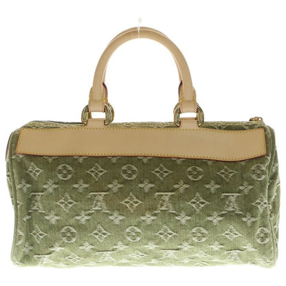 Louis Vuitton Monogram Denim Neo Speedy Handbag Brown Khaki Leather