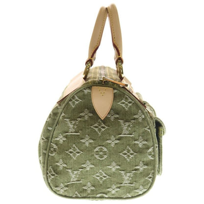 Louis Vuitton Monogram Denim Neo Speedy Handbag Brown Khaki Leather