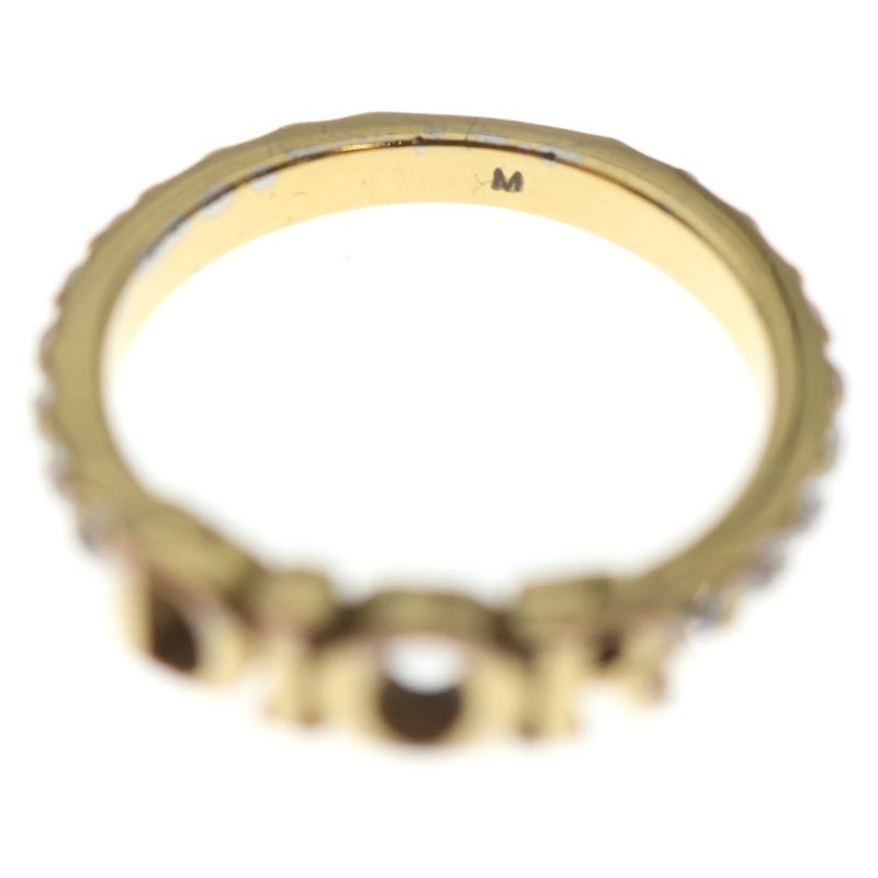 Dior Logo Ring Rhinestone Gold #M