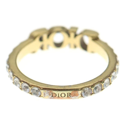 Dior Logo Ring Rhinestone Gold #M