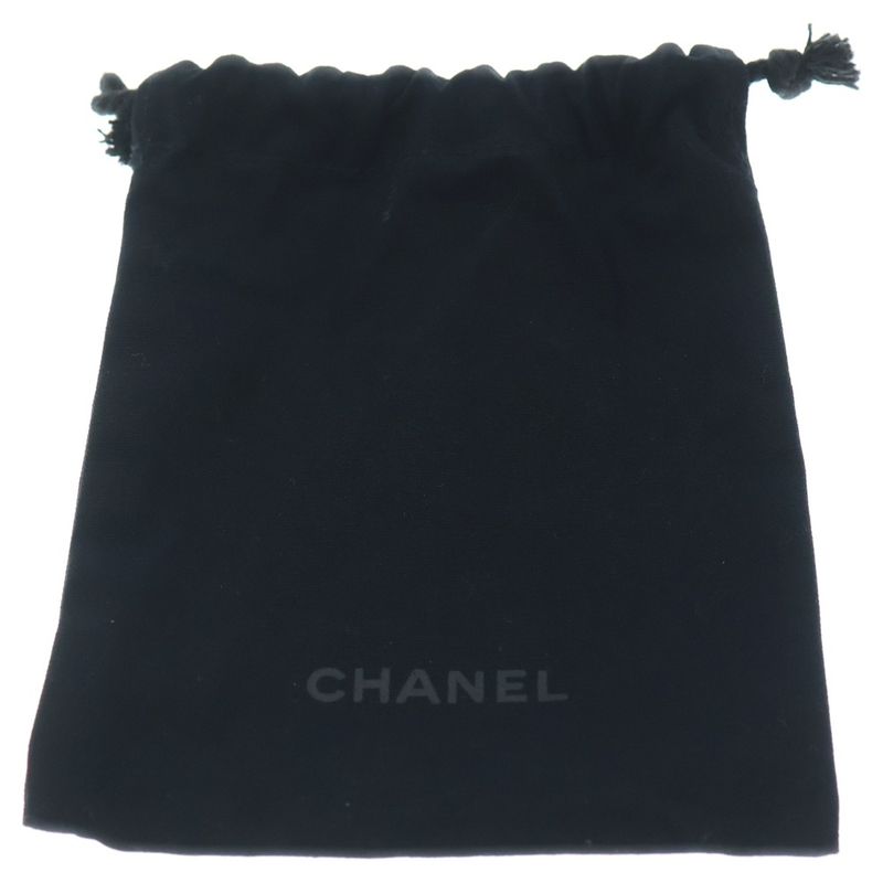 Chanel CC Logo Round Chain Rhinestone Earrings Gold Black