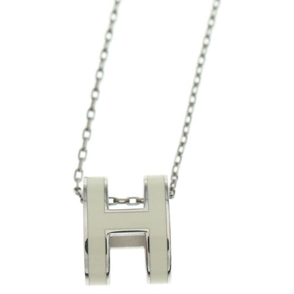 Hermes Pop Necklace Pendant Chain White Silver