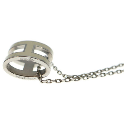 Hermes Pop Necklace Pendant Chain White Silver