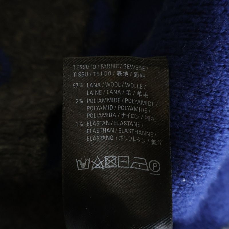 Balenciaga Allover Logo Wool Material Crew Neck Knit Sweater Navy Blue