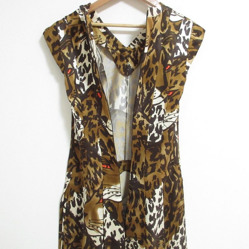Louis Vuitton Leopard Print Pleated Dress 34 Brown