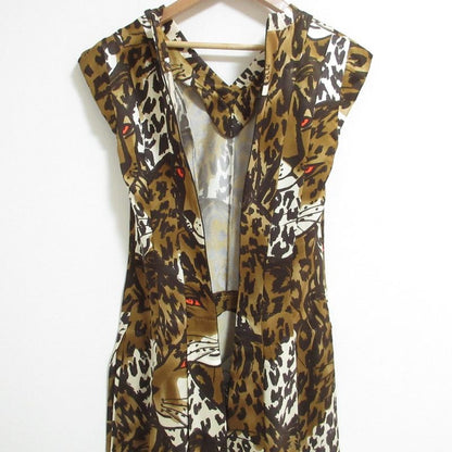 Louis Vuitton Leopard Print Pleated Dress 34 Brown