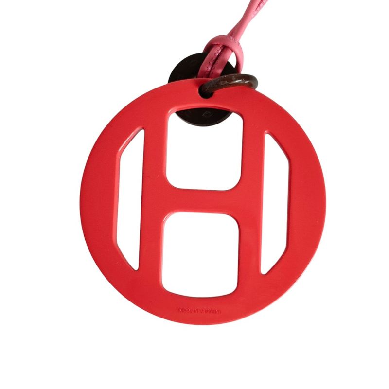 Hermes Equipe Nautic Leather Cord Pendant Necklace Pink