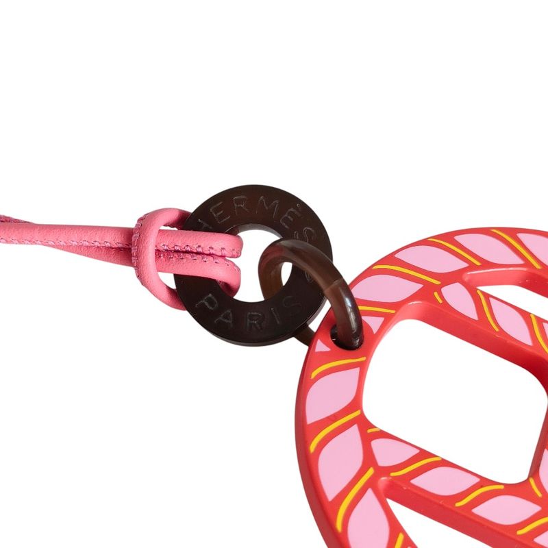 Hermes Equipe Nautic Leather Cord Pendant Necklace Pink