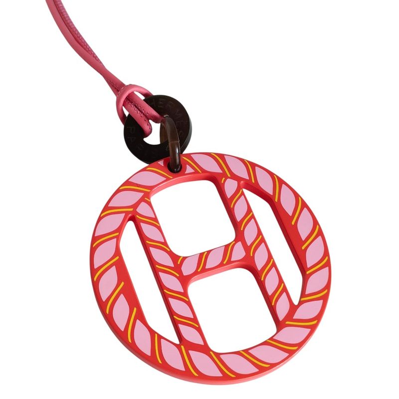 Hermes Equipe Nautic Leather Cord Pendant Necklace Pink