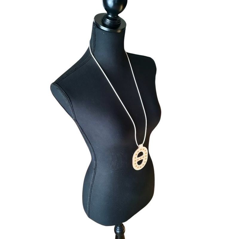 Hermes Amulet Padlock PM Chain Necklace Gold Color Black