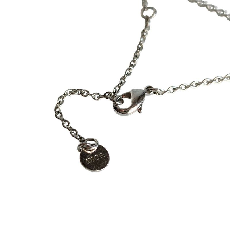 Dior Christian Rhinestone Clair D Lune Chain Bracelet Silver Metal