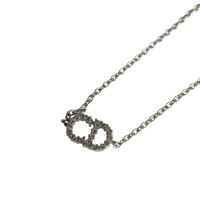 Dior Christian Rhinestone Clair D Lune Chain Bracelet Silver Metal