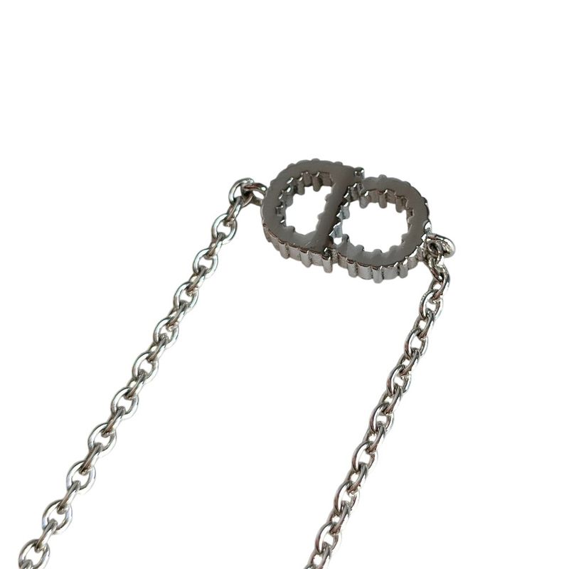Dior Christian Rhinestone Clair D Lune Chain Bracelet Silver Metal