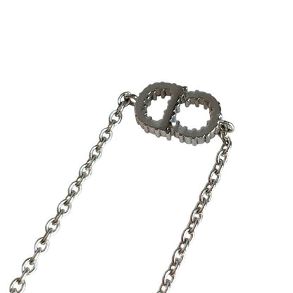 Dior Christian Rhinestone Clair D Lune Chain Bracelet Silver Metal