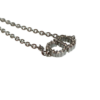Dior Christian Rhinestone Clair D Lune Chain Bracelet Silver Metal