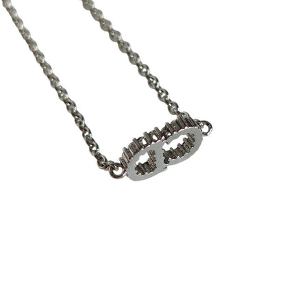 Dior Christian Rhinestone Clair D Lune Chain Bracelet Silver Metal