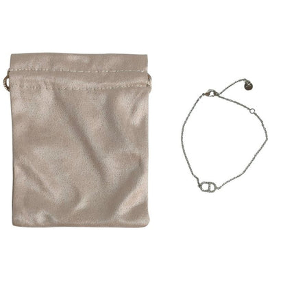 Dior Christian Rhinestone Clair D Lune Chain Bracelet Silver Metal