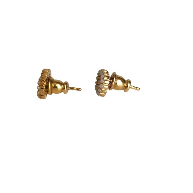 Dior Christian Clair D Lune Pearl Stud Earrings Gold Color