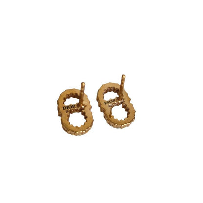 Dior Christian Clair D Lune Pearl Stud Earrings Gold Color