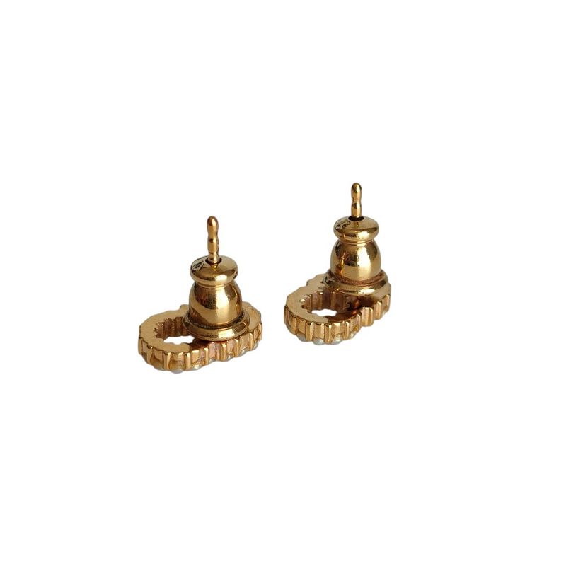 Dior Christian Clair D Lune Pearl Stud Earrings Gold Color