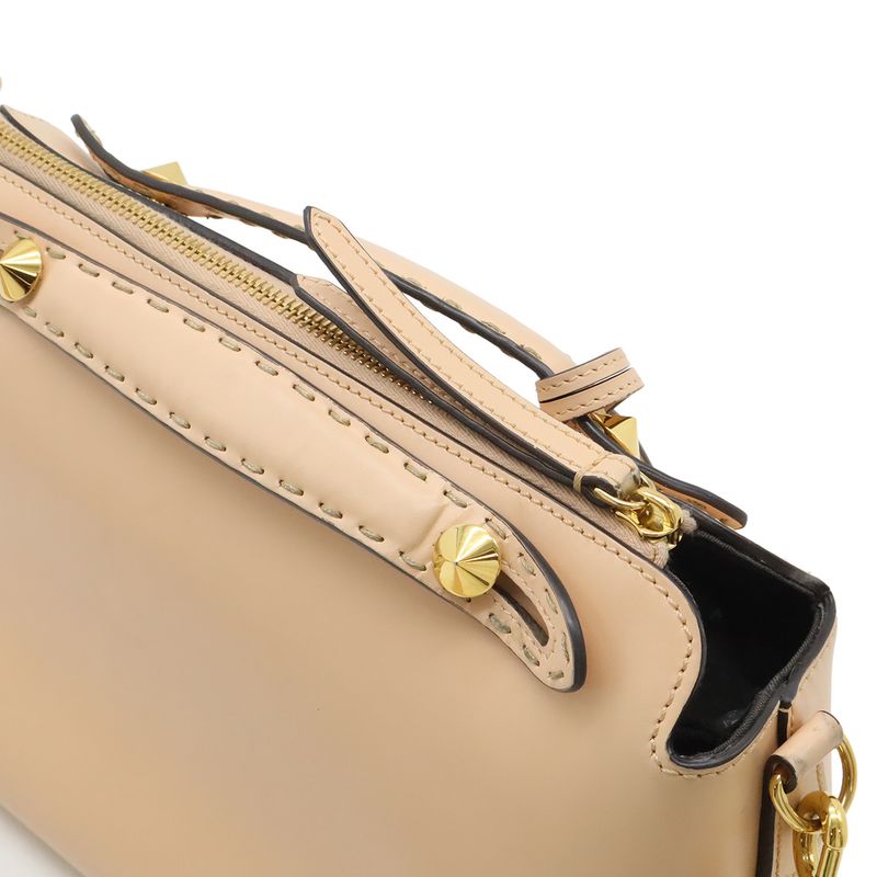 Fendi Visible 2-Way Shoulder Bag Crossbody Leather Pink Gold