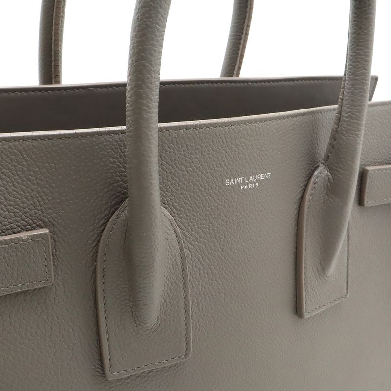 Saint Laurent Paris YSL Sac Dojour Small Handbag 2-Way Shoulder Leather Gray