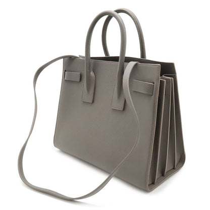 Saint Laurent Paris YSL Sac Dojour Small Handbag 2-Way Shoulder Leather Gray