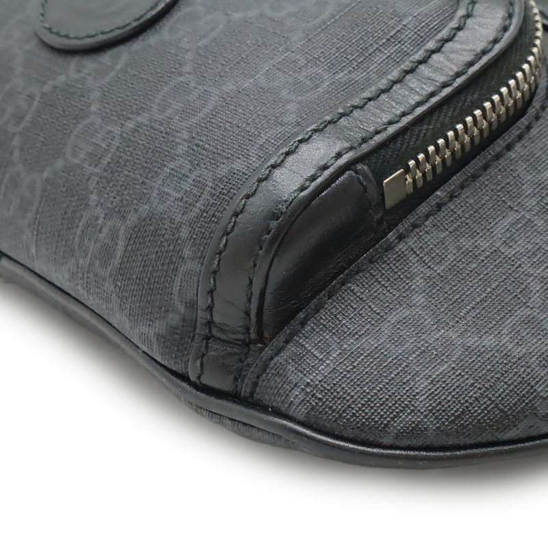 Gucci GG Supreme Large Waist Bag Leather Black Dark Gray