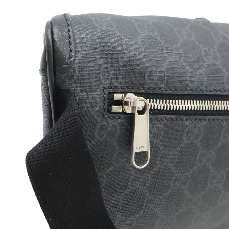 Gucci GG Supreme Large Waist Bag Leather Black Dark Gray