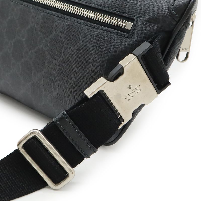 Gucci GG Supreme Large Waist Bag Leather Black Dark Gray