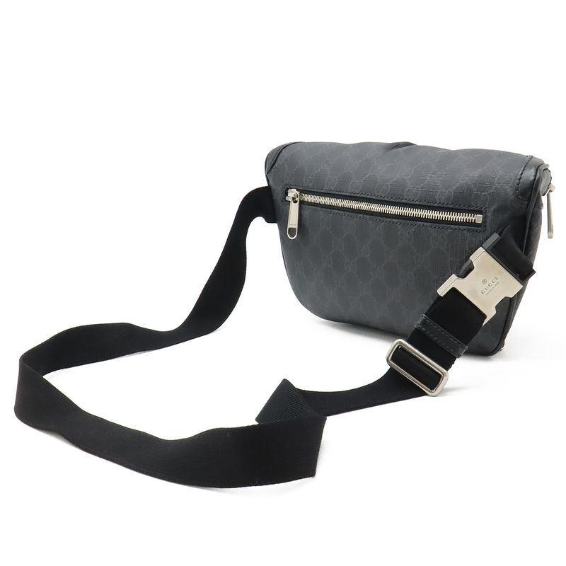 Gucci GG Supreme Large Waist Bag Leather Black Dark Gray