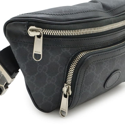 Gucci GG Supreme Large Waist Bag Leather Black Dark Gray