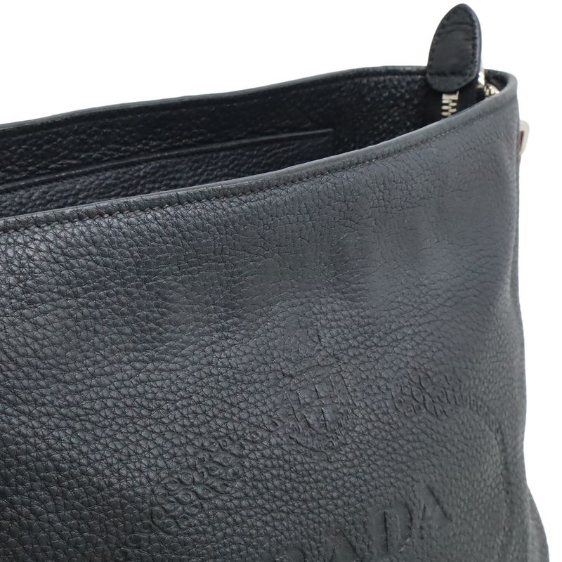 Prada Vitello Phoenix Shoulder Bag Striped Shoulder Crossbody Leather Nero