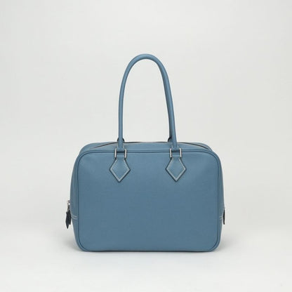 Hermes Plume 28 Tote Epsom Bluejean Blue Silver