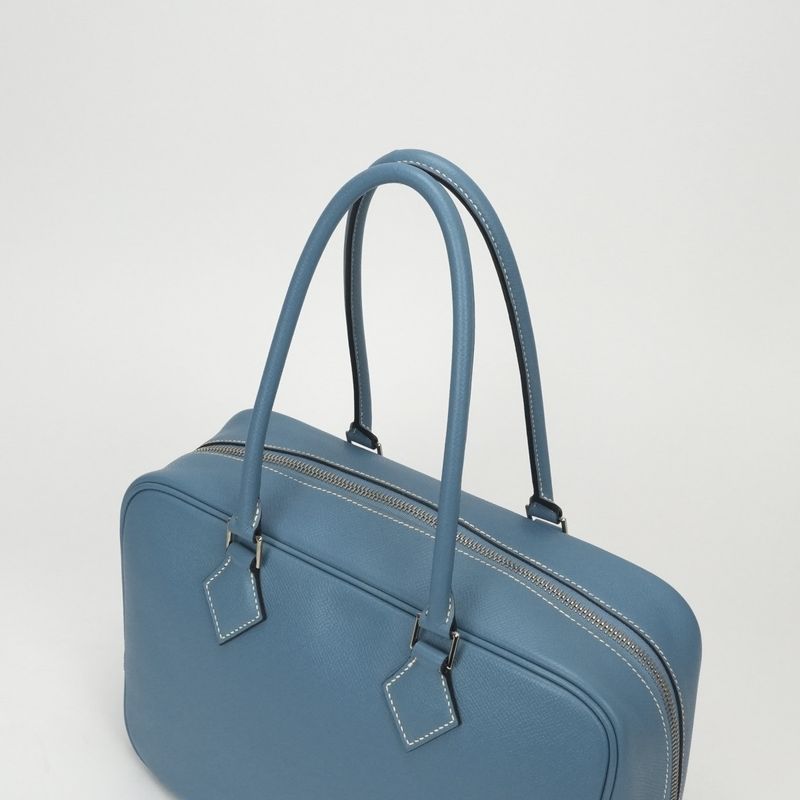 Hermes Plume 28 Tote Epsom Bluejean Blue Silver