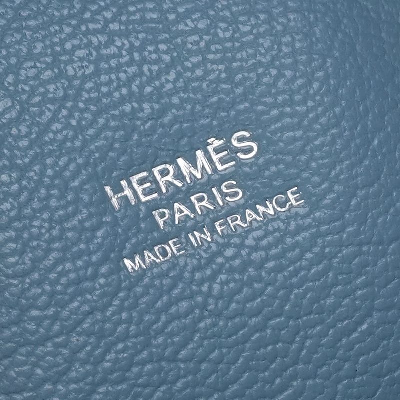 Hermes Plume 28 Tote Epsom Bluejean Blue Silver