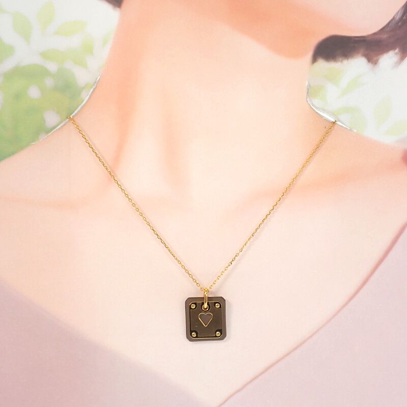 Hermes As de Coeur PM Necklace Pendant Beige Etoupe