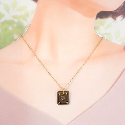 Hermes As de Coeur PM Necklace Pendant Beige Etoupe