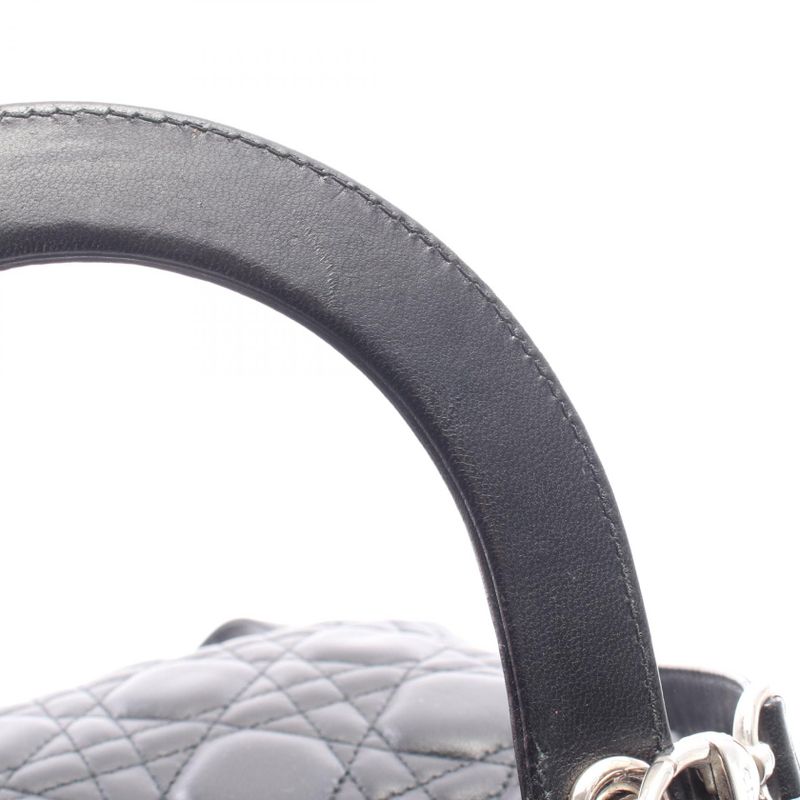 Dior Handbag Lady Dior Cannage Black Leather 2-Way Tote