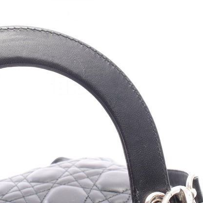 Dior Handbag Lady Dior Cannage Black Leather 2-Way Tote