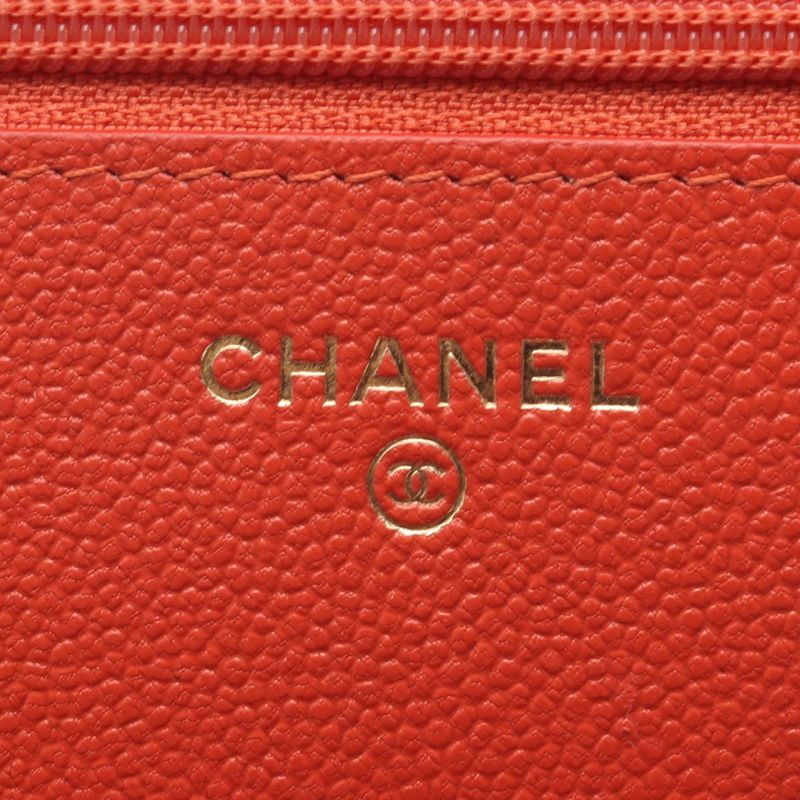 Chanel Shoulder Bag Quilted Coco Rock Orange Leather Chain Wallet