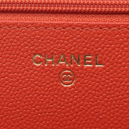 Chanel Shoulder Bag Quilted Coco Rock Orange Leather Chain Wallet