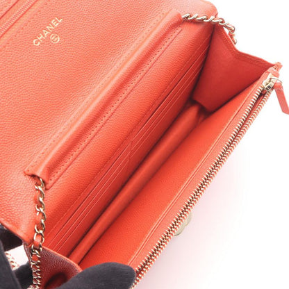 Chanel Shoulder Bag Quilted Coco Rock Orange Leather Chain Wallet