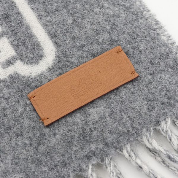 Hermes Hermrs Cashmere Muffler Kazak Keys Collection 100% Cashmere Gray Key Scarf