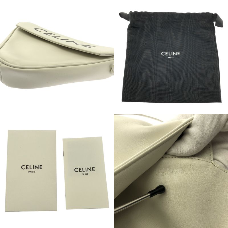 Celine Logo Triangle Shoulder Bag White